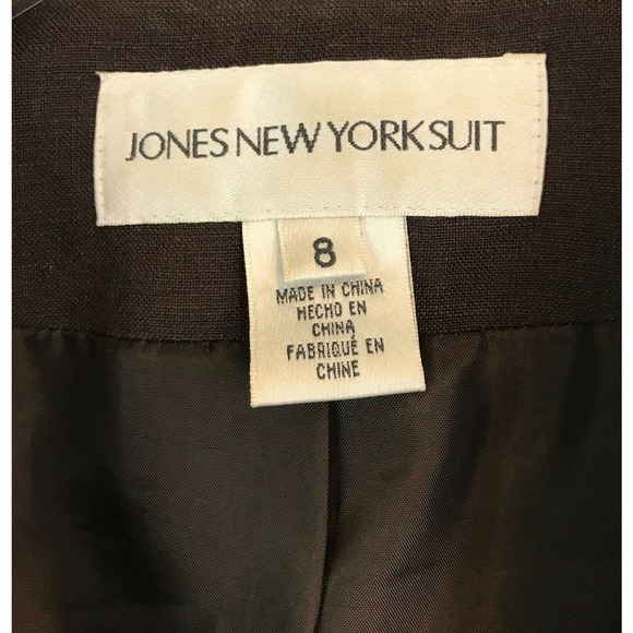 Jones New York Suit Women Brown Linen Blend Blazer Size 8‎ - Picture 3 of 12